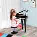 37 Keys Kids Mini Grand Piano with Stool and Microphone in Black - Little and Giant Explorers HOMCOM