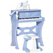 37 Keys Kids Piano Mini Electronic Keyboard with Stool, Microphone and Music Stand in Blue - Little and Giant Explorers HOMCOM