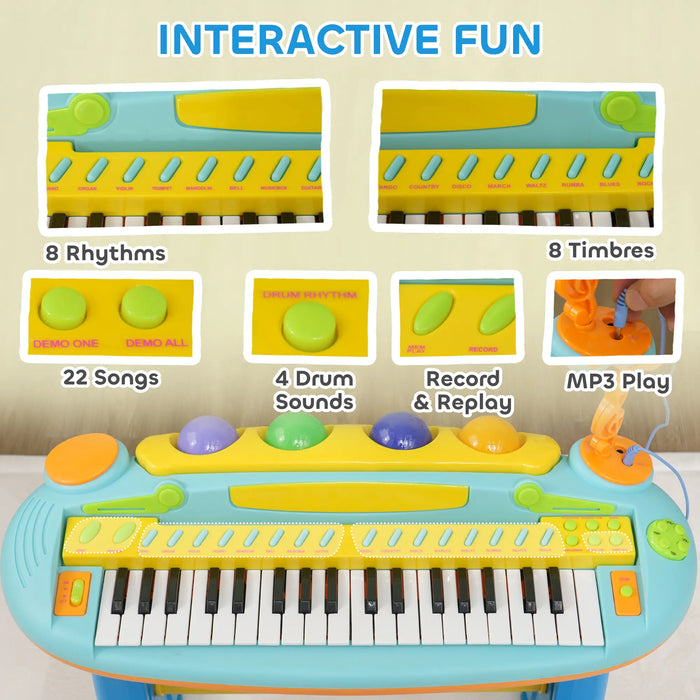 37 Keys Kids Piano with Microphone and Record and Replay Function - Little and Giant Explorers AIYAPLAY