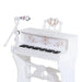 37 Keys Kids Piano, Mini Electronic Keyboard with Stool, Microphone and Music Stand in White - Little and Giant Explorers HOMCOM