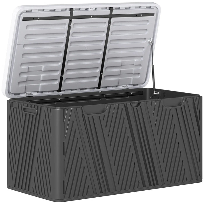 Waterproof Outdoor Storage Box with Lockable Lid in Black 380 L - Little and Giant Explorers Outsunny