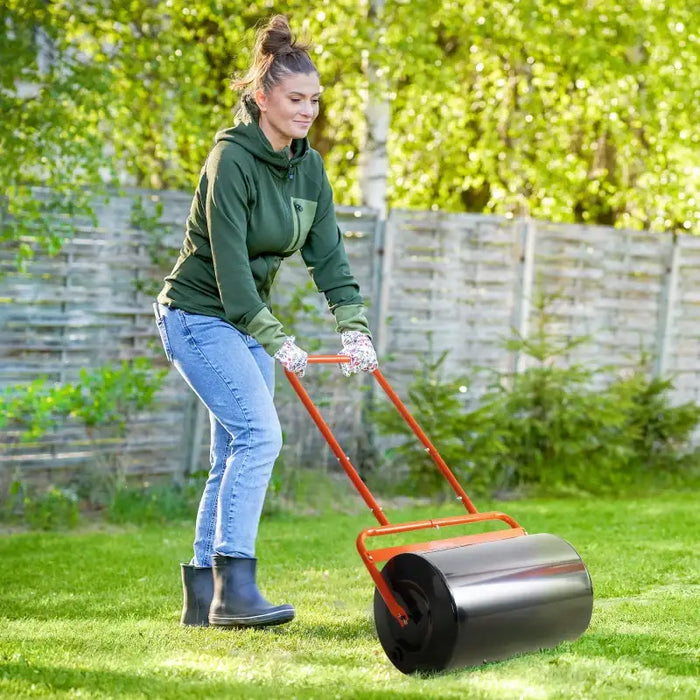 38L Steel Lawn Roller – Water or Sand Fill | 62kg Max Weight - U-Shaped Handle OUTSUNNY - Little and Giant Explorers Outsunny