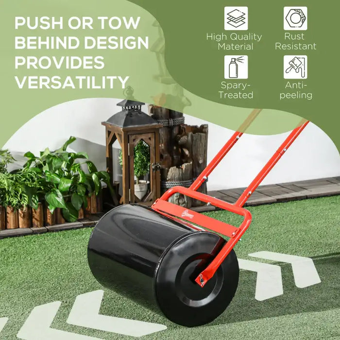 38L Steel Lawn Roller – Water or Sand Fill | 62kg Max Weight - U-Shaped Handle OUTSUNNY - Little and Giant Explorers Outsunny