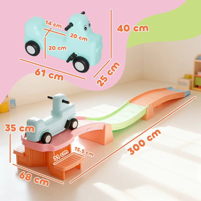 3m Long Kids Roller Coaster Ride-On Track – Multicoloured | Sliding Car with Guardrails AIYAPLAY - Little and Giant Explorers AIYAPLAY