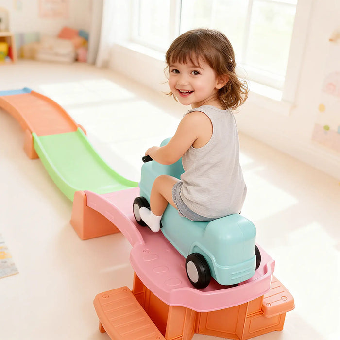 3m Long Kids Roller Coaster Ride-On Track – Multicoloured | Sliding Car with Guardrails AIYAPLAY - Little and Giant Explorers AIYAPLAY