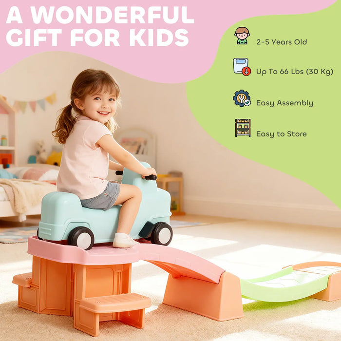 3m Long Kids Roller Coaster Ride-On Track – Multicoloured | Sliding Car with Guardrails AIYAPLAY - Little and Giant Explorers AIYAPLAY
