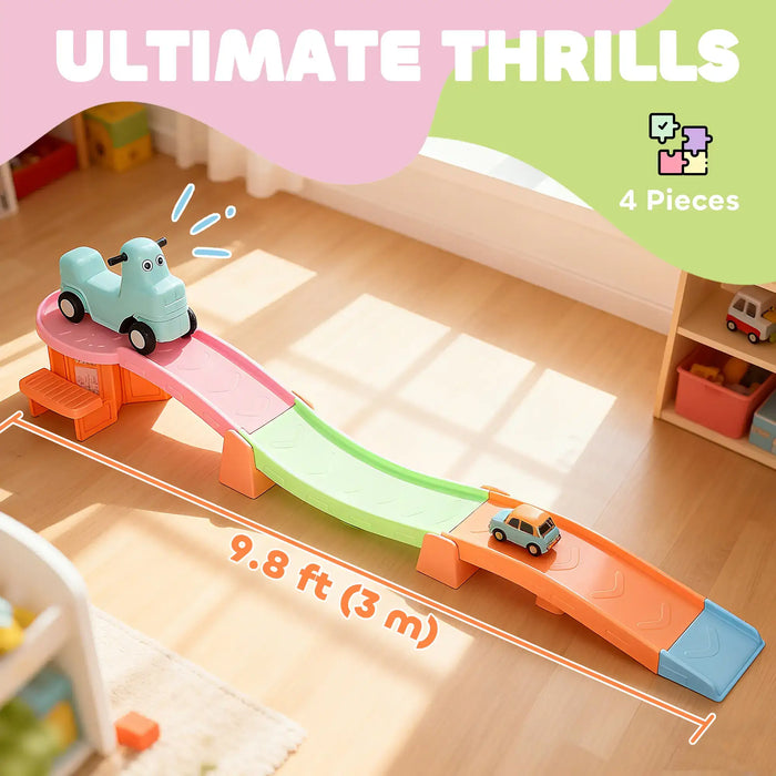 3m Long Kids Roller Coaster Ride-On Track – Multicoloured | Sliding Car with Guardrails AIYAPLAY - Little and Giant Explorers AIYAPLAY
