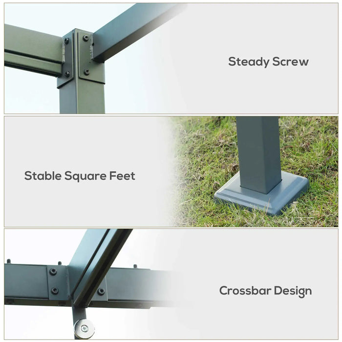 Metal Outdoor Pergola with Retractable Roof in Grey (3 x 2m) - Little and Giant Explorers Outsunny