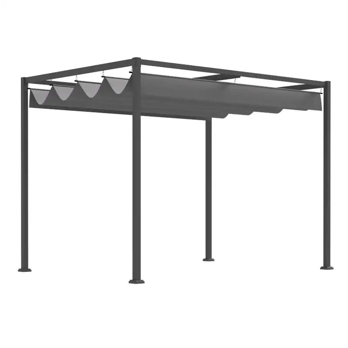 Metal Outdoor Pergola with Retractable Roof in Grey (3 x 2m) - Little and Giant Explorers Outsunny