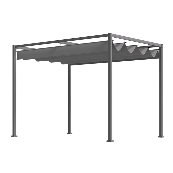 Metal Outdoor Pergola with Retractable Roof in Grey (3 x 2m) - Little and Giant Explorers Outsunny