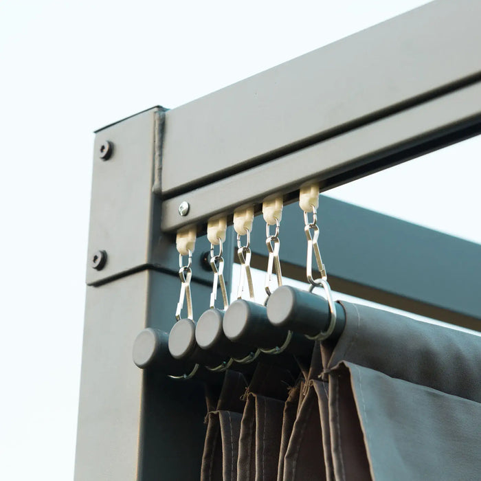 Metal Outdoor Pergola with Retractable Roof in Grey (3 x 2m) - Little and Giant Explorers Outsunny