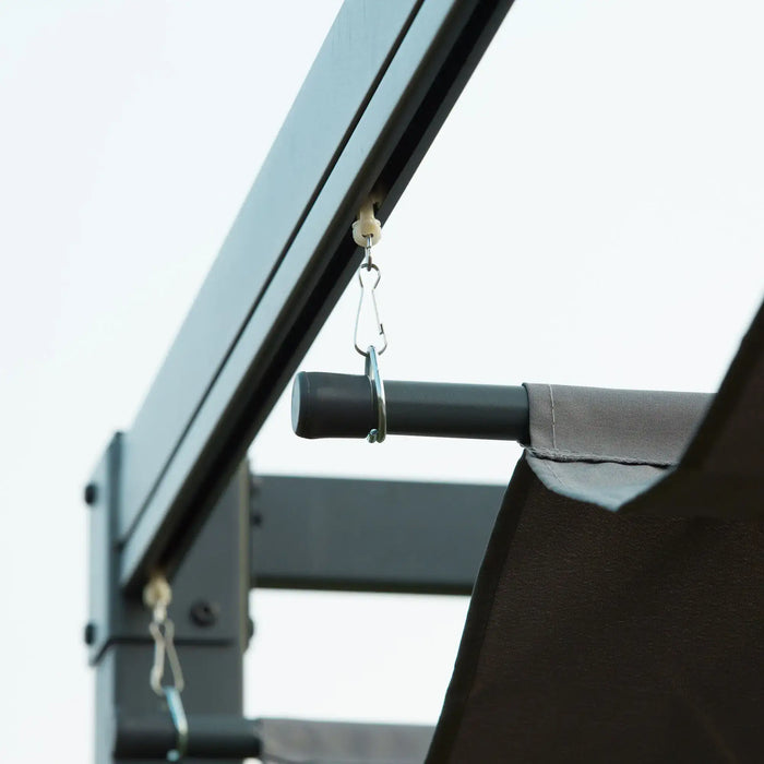 Metal Outdoor Pergola with Retractable Roof in Grey (3 x 2m) - Little and Giant Explorers Outsunny