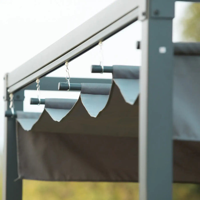 Metal Outdoor Pergola with Retractable Roof in Grey (3 x 2m) - Little and Giant Explorers Outsunny