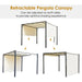 Metal Retractable Pergola Canopy in Cream White (3 x 3 x 2.3m) - Little and Giant Explorers Outsunny