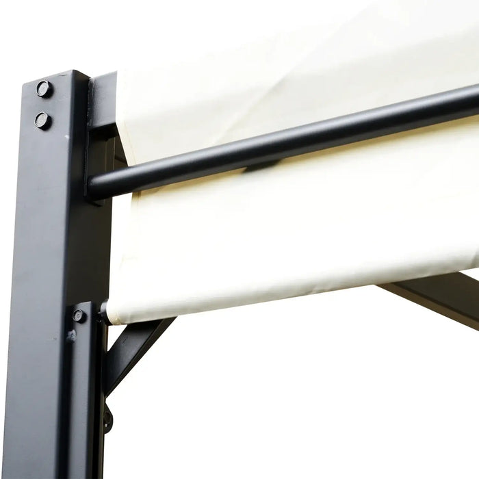 Metal Retractable Pergola Canopy in Cream White (3 x 3 x 2.3m) - Little and Giant Explorers Outsunny
