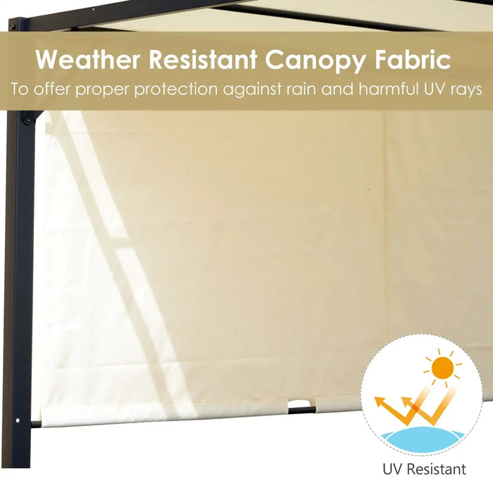 Metal Retractable Pergola Canopy in Cream White (3 x 3 x 2.3m) - Little and Giant Explorers Outsunny