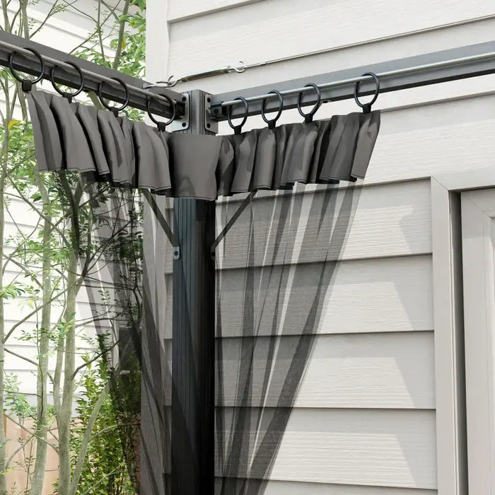3x3m Aluminium Pergola – Dark Grey | Retractable Canopy Garden Shelter - Mesh Curtains OUTSUNNY - Little and Giant Explorers Outsunny