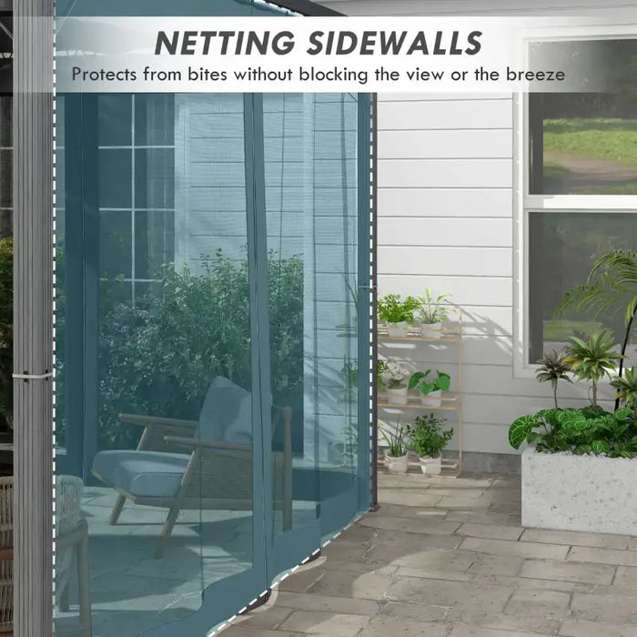 3x3m Aluminium Pergola – Dark Grey | Retractable Canopy Garden Shelter - Mesh Curtains OUTSUNNY - Little and Giant Explorers Outsunny