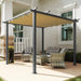 3x3m Aluminium Pergola – Khaki | Retractable Roof - Drainage and Secure Fixings OUTSUNNY - Little and Giant Explorers Outsunny