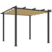 3x3m Aluminium Pergola – Khaki | Retractable Roof - Drainage and Secure Fixings OUTSUNNY - Little and Giant Explorers Outsunny