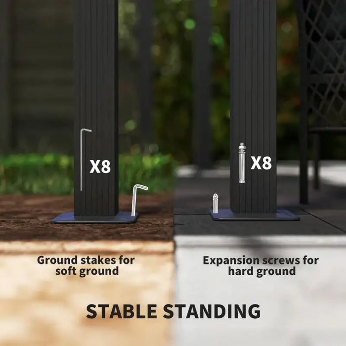 3x3m Aluminium Pergola – Khaki | Retractable Roof - Drainage and Secure Fixings OUTSUNNY - Little and Giant Explorers Outsunny