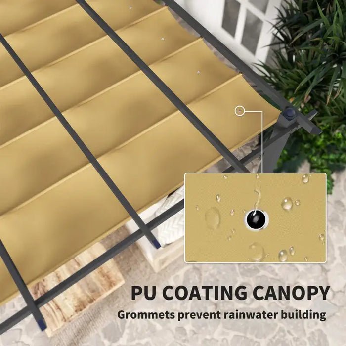 3x3m Aluminium Pergola – Khaki | Retractable Roof - Drainage and Secure Fixings OUTSUNNY - Little and Giant Explorers Outsunny