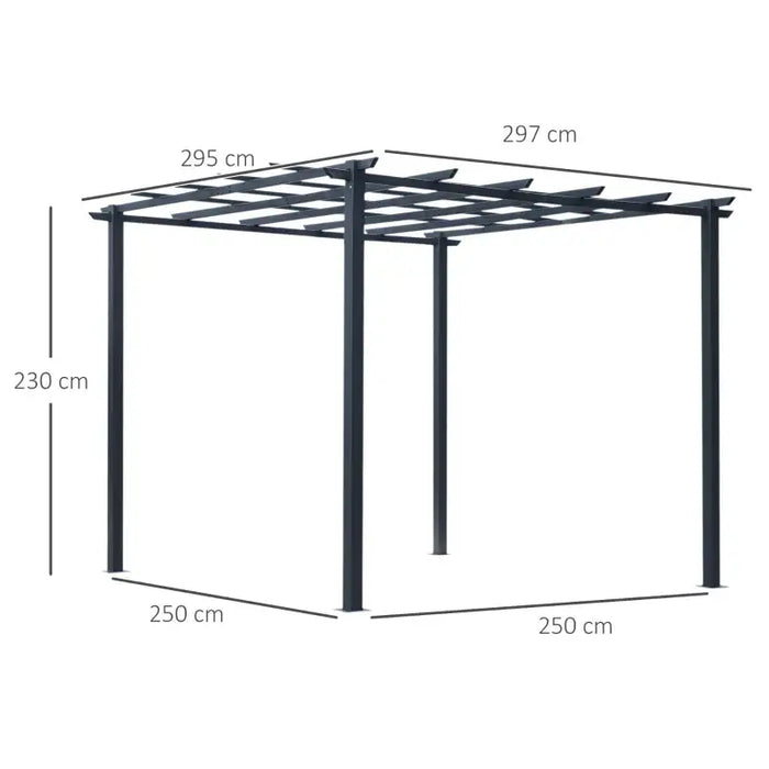 3x3m Metal Grid-Top Pergola – Freestanding Garden Frame for Climbing Plants and Hanging Baskets | OUTSUNNY - Little and Giant Explorers Outsunny