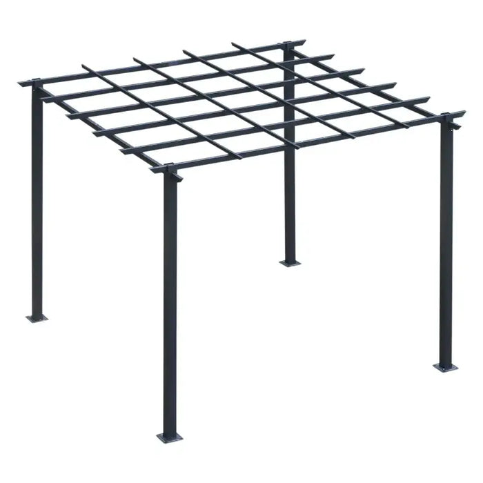 3x3m Metal Grid-Top Pergola – Freestanding Garden Frame for Climbing Plants and Hanging Baskets | OUTSUNNY - Little and Giant Explorers Outsunny