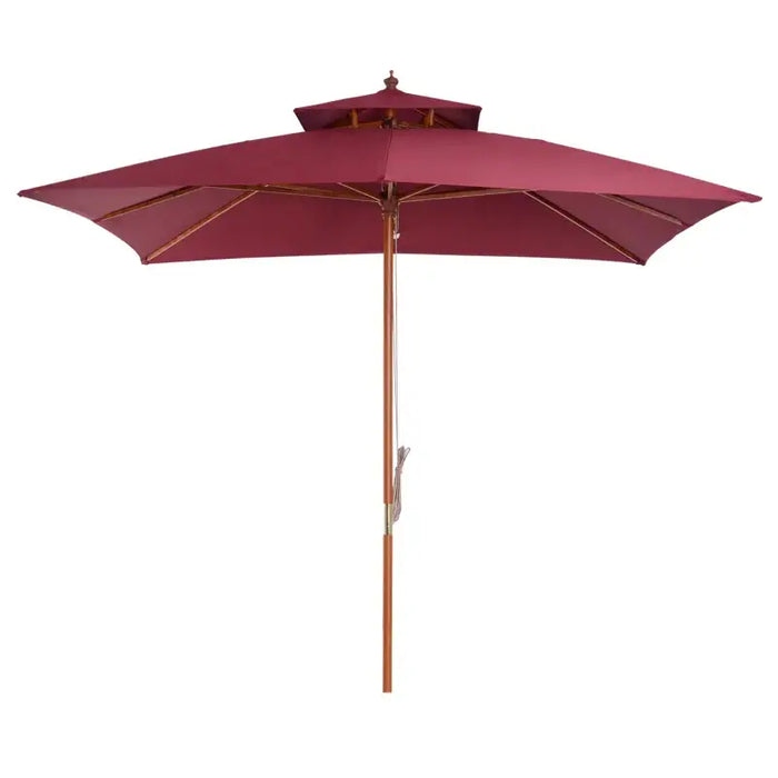 3x3m Pagoda-Style Bamboo Garden Parasol – Wine Red | Double-Tier Canopy OUTSUNNY - Little and Giant Explorers Outsunny
