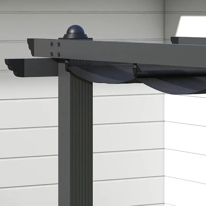 3x3m Retractable Pergola – Dark Grey | Aluminium Garden Shelter with Sliding Canopy OUTSUNNY - Little and Giant Explorers Outsunny