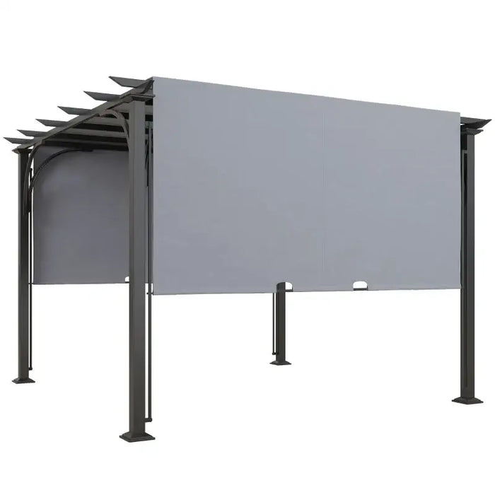 3x3m Sliding Pergola – Grey and Black | Metal Garden Shelter - Retractable Canopy OUTSUNNY - Little and Giant Explorers Outsunny