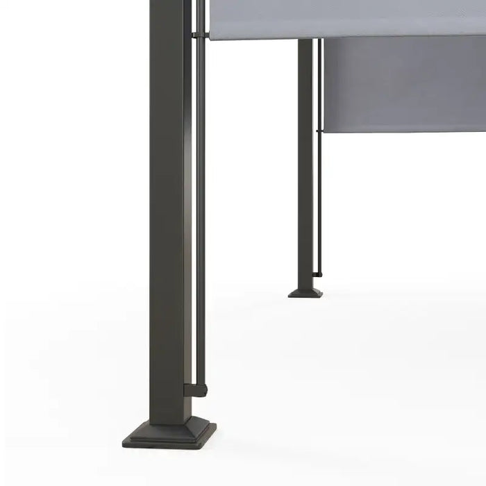 3x3m Sliding Pergola – Grey and Black | Metal Garden Shelter - Retractable Canopy OUTSUNNY - Little and Giant Explorers Outsunny