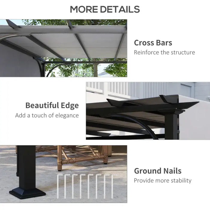 3x3m Sliding Pergola – Grey and Black | Metal Garden Shelter - Retractable Canopy OUTSUNNY - Little and Giant Explorers Outsunny