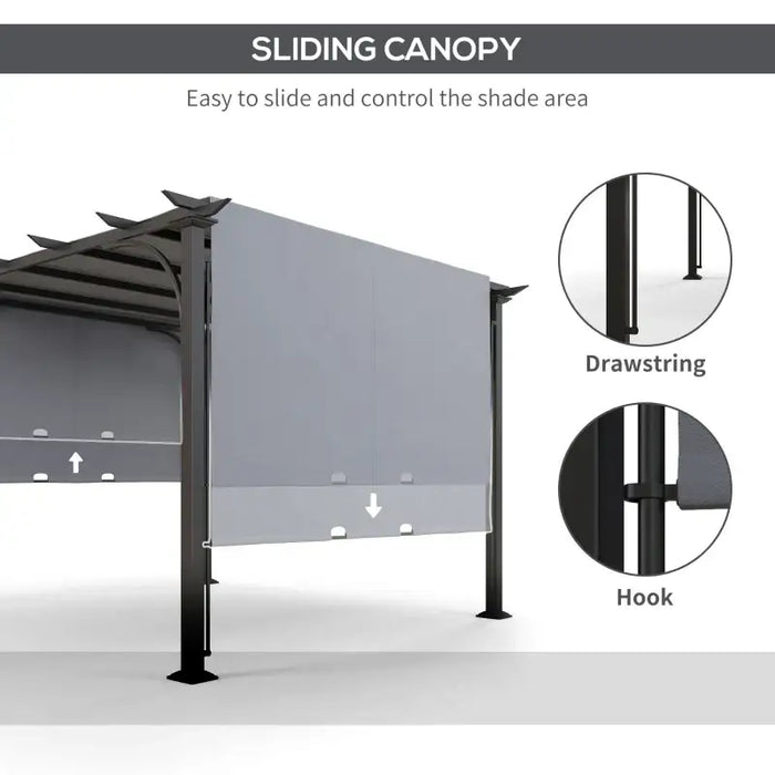 3x3m Sliding Pergola – Grey and Black | Metal Garden Shelter - Retractable Canopy OUTSUNNY - Little and Giant Explorers Outsunny