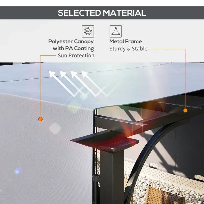 3x3m Sliding Pergola – Grey and Black | Metal Garden Shelter - Retractable Canopy OUTSUNNY - Little and Giant Explorers Outsunny