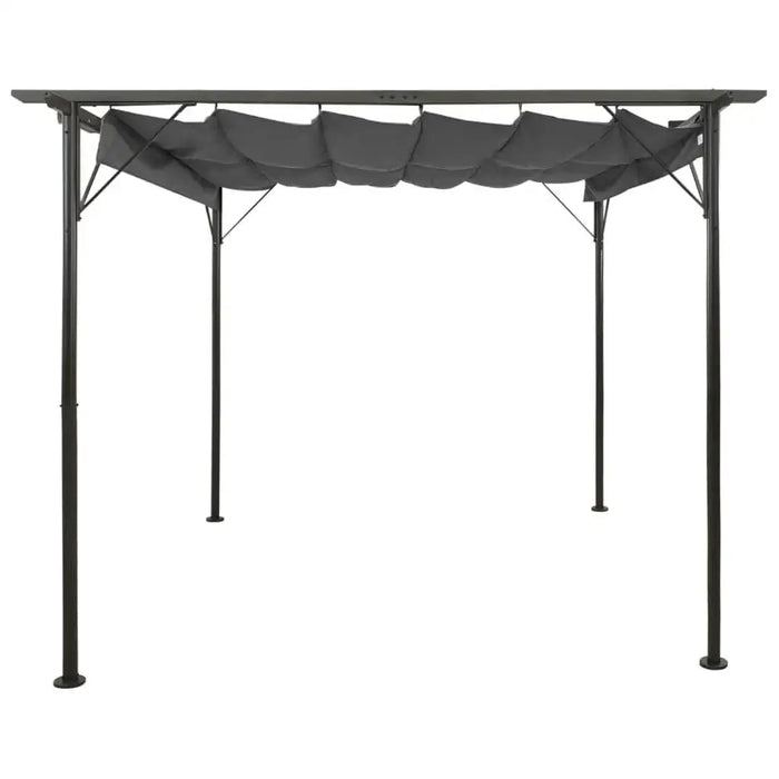 3x3m steel pergola with anthracite retractable roof canopy for garden or patio