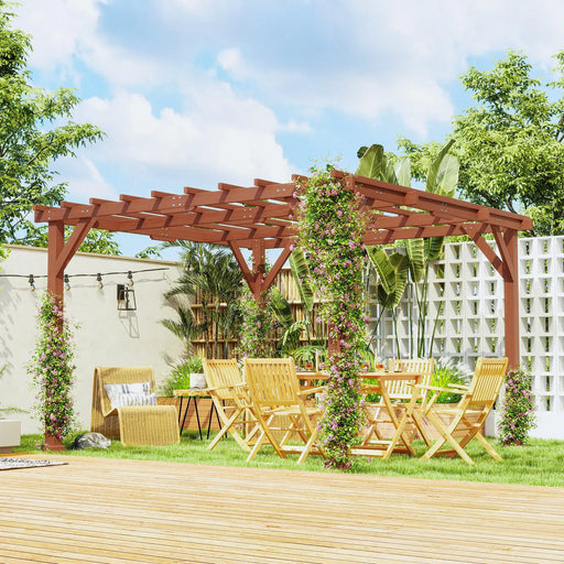 Wooden Pergola Kit with Stable Structure for Climbing Vines - Little and Giant Explorers Outsunny