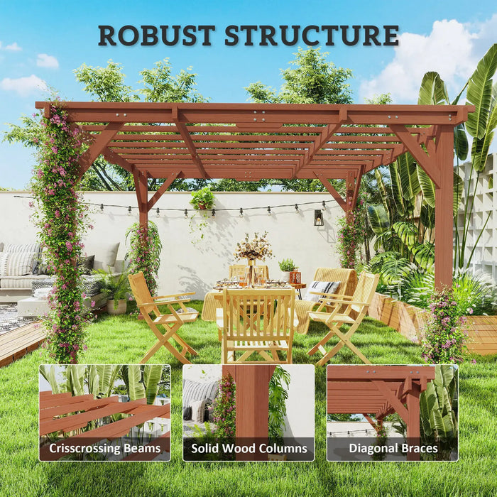 Wooden Pergola Kit with Stable Structure for Climbing Vines - Little and Giant Explorers Outsunny