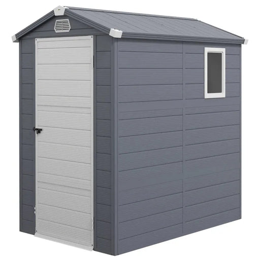 4.4FT x 6.2FT Aluminium Frame and Plastic Wall Shed with Foundation in Grey - Little and Giant Explorers Outsunny