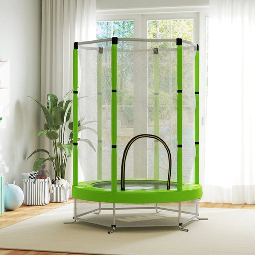 4.6FT Kids Trampoline with Safety Net | Floor-Friendly Indoor Outdoor Design - Little and Giant Explorers AIYAPLAY