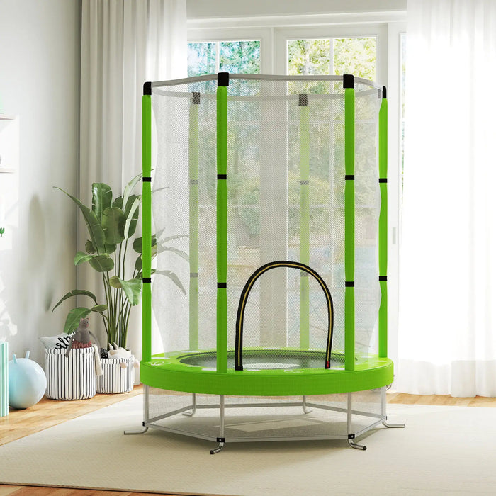 4.6FT Kids Trampoline with Safety Net | Floor-Friendly Indoor Outdoor Design - Little and Giant Explorers AIYAPLAY