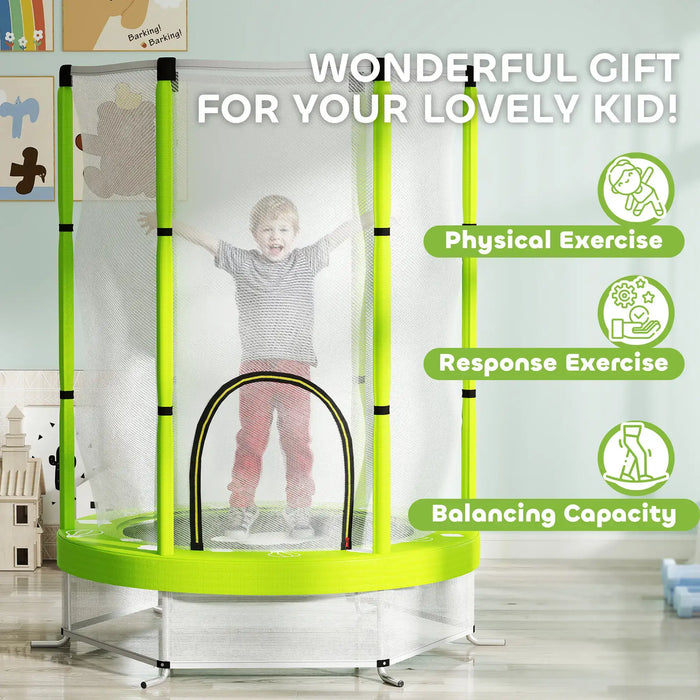 4.6FT Kids Trampoline with Safety Net | Floor-Friendly Indoor Outdoor Design - Little and Giant Explorers AIYAPLAY