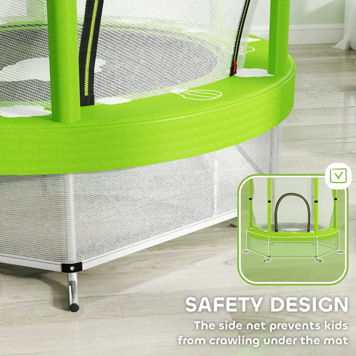 4.6FT Kids Trampoline with Safety Net | Floor-Friendly Indoor Outdoor Design - Little and Giant Explorers AIYAPLAY