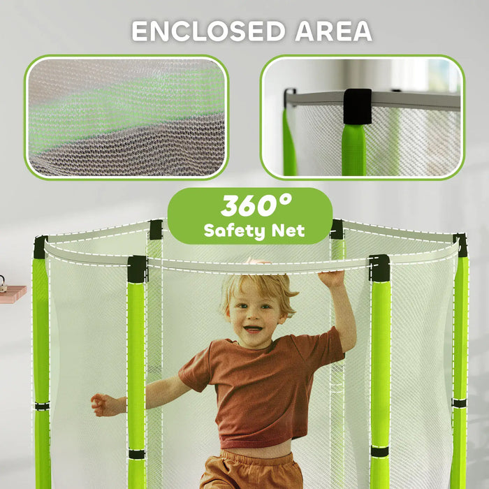 4.6FT Kids Trampoline with Safety Net | Floor-Friendly Indoor Outdoor Design - Little and Giant Explorers AIYAPLAY
