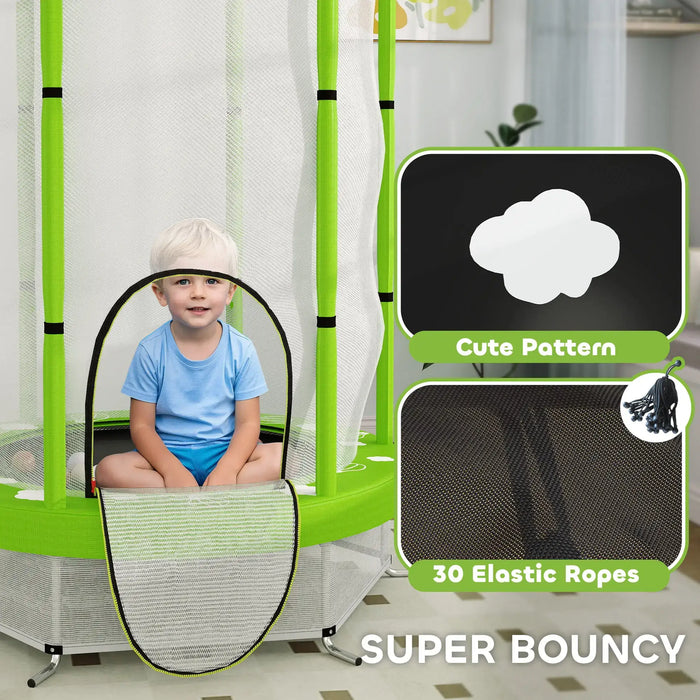 4.6FT Kids Trampoline with Safety Net | Floor-Friendly Indoor Outdoor Design - Little and Giant Explorers AIYAPLAY