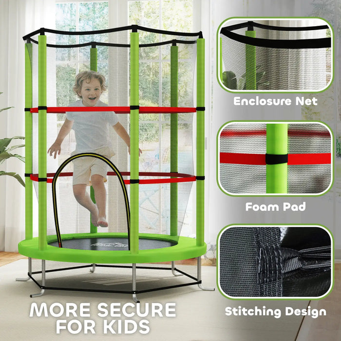 Kids Trampoline with Safety Net | Spring-Free Bungee Design - Little and Giant Explorers HOMCOM