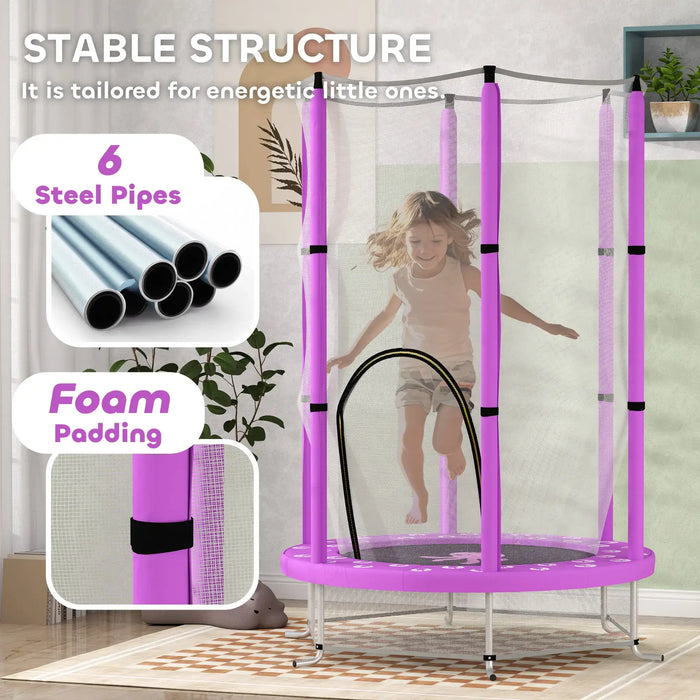 4.6FT Kids Trampoline with Safety Net | Purple with 360° Net - Little and Giant Explorers AIYAPLAY