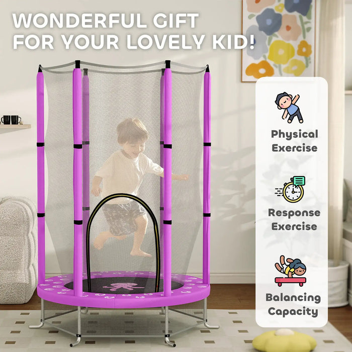 4.6FT Kids Trampoline with Safety Net | Purple with 360° Net - Little and Giant Explorers AIYAPLAY