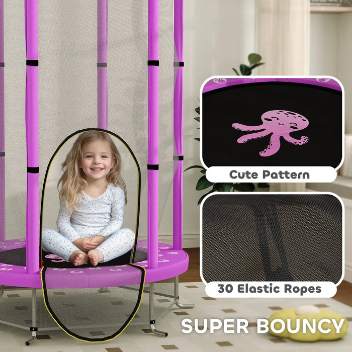 4.6FT Kids Trampoline with Safety Net | Purple with 360° Net - Little and Giant Explorers AIYAPLAY