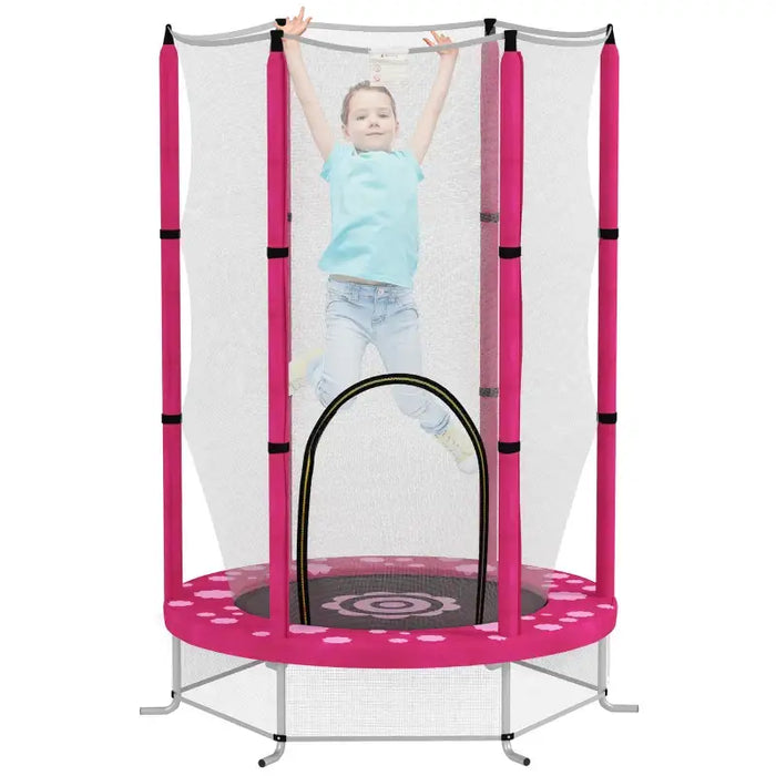 4.6FT Pink Trampoline with Safety Enclosure Net - Little and Giant Explorers AIYAPLAY